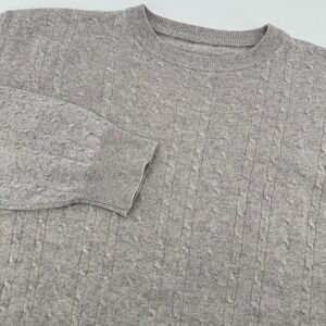 I Levrieri Sweater Mens XXL Gray Cashmere Silk Cable Knit Made in Italy Crewneck